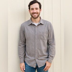 John Varvatos Plaid Brown Button Up Long Sleeve Size Large‎